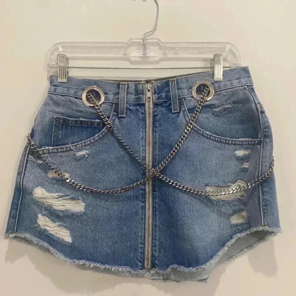Carmar Denim Skirt with Chained detail size 28
